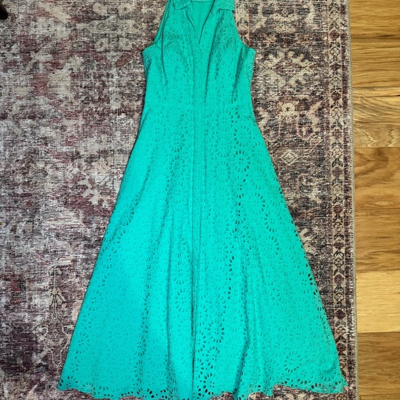 Lilly Pulitzer Chrisella Eyelet Embroidered Midi Dress - Green Blue Summer - Picture 9 of 14